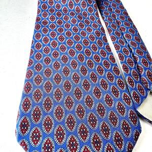 Vintage Christian Dior Tie Le connoisseur WPL 125 USA Blue‎ Red Geometric 90s